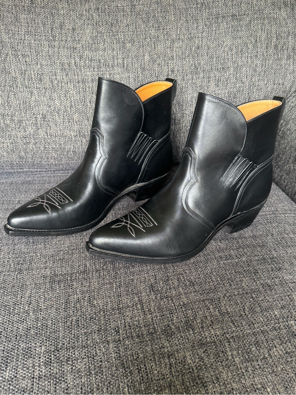Boulet Men’s Black Leather Western Ankle Cowboy Boots